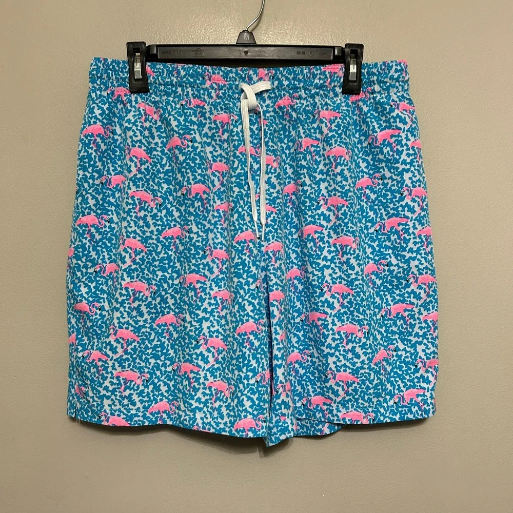 Chubbies Swim Trunks Mens XL Blue Pink Flamingo 7